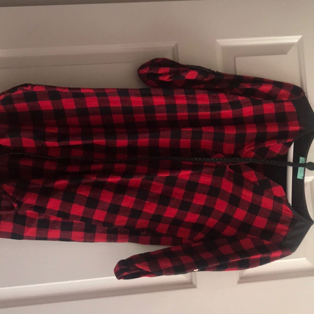Red and black plaid tunic